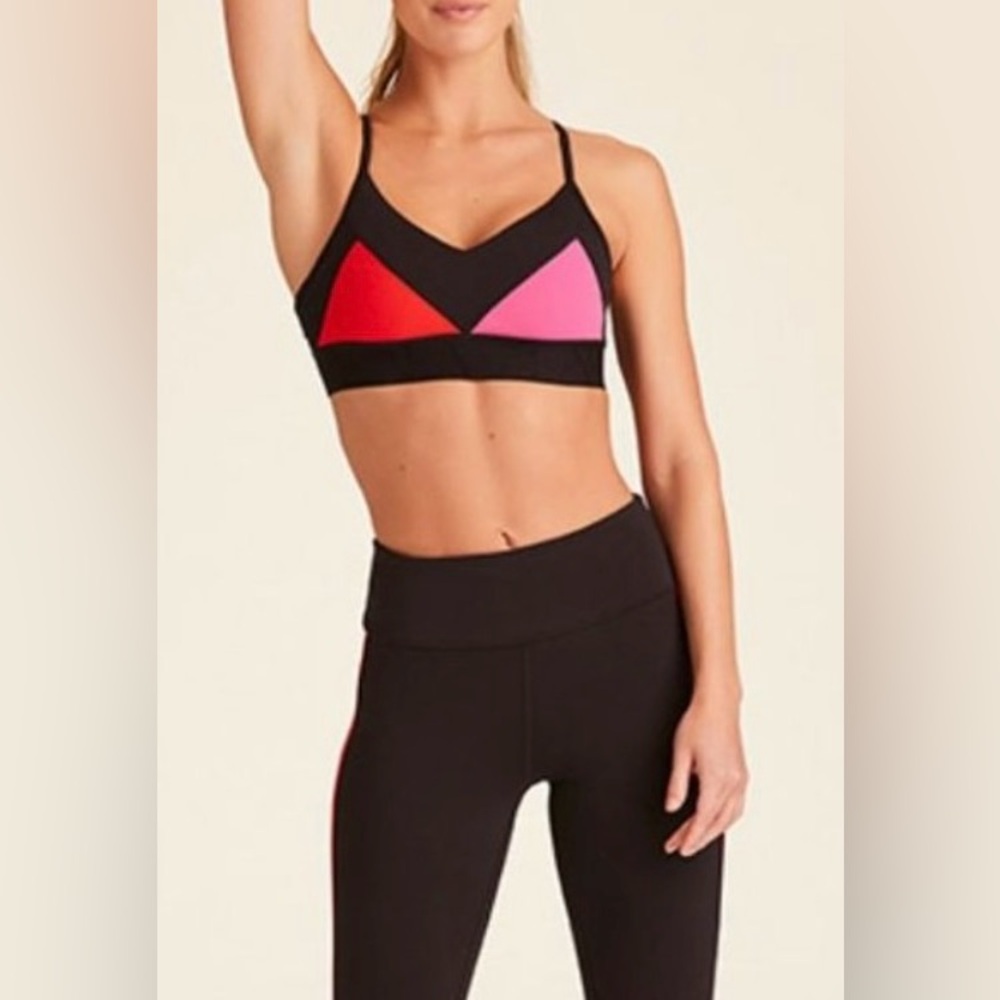 Alana Reef Color Block With Crisscross Straps Sports Bra Size XS NWT
